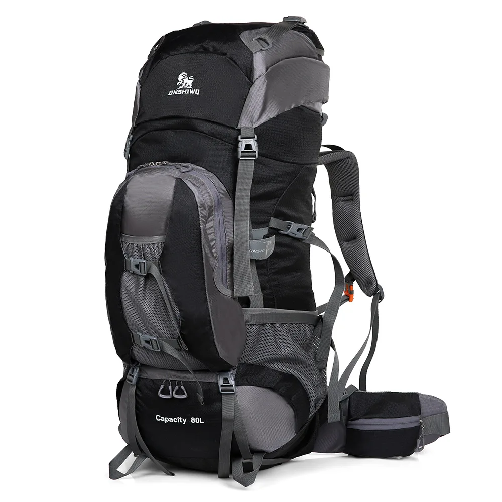 black 80L открытый рюкзак кемпинговая сумка водонепроницаемый альпинизм пеший Туризм тактический рюкзаки Молл 3 P спортивная сумка восхождение рюкзак - Цвет: black