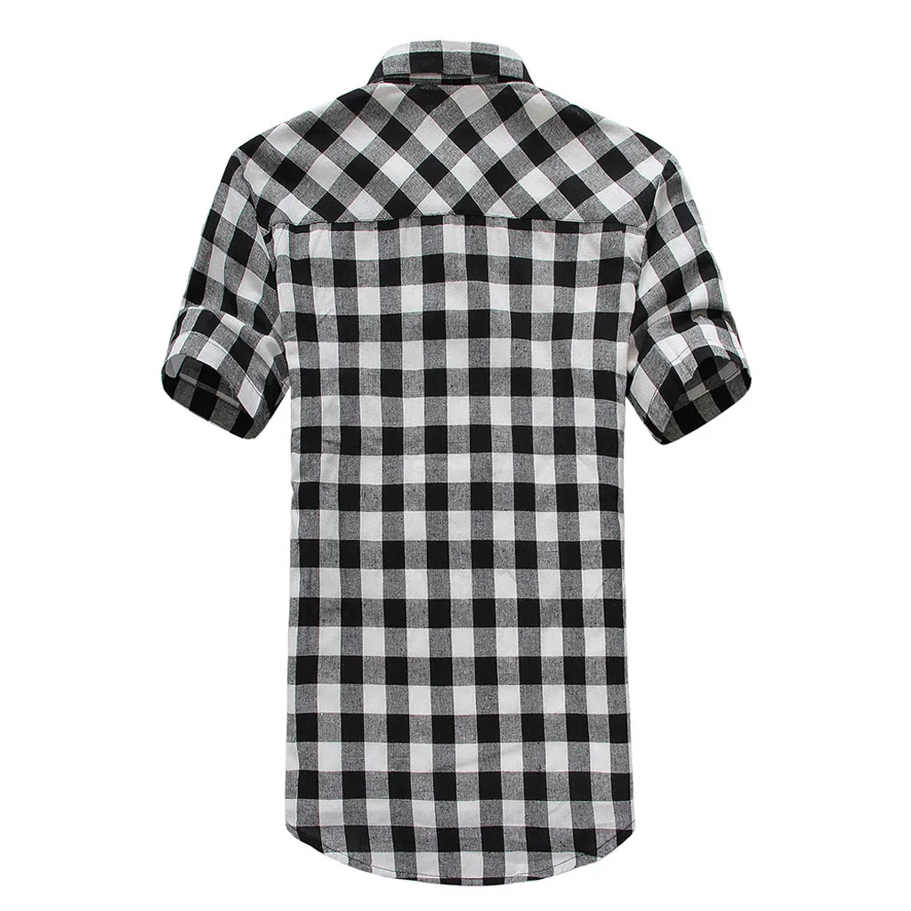 Мужская рубашка Camisa, Повседневная рубашка с коротким рукавом, мужская клетчатая рубашка большого размера, блуза, топ, уличная одежда, Camisa masculina