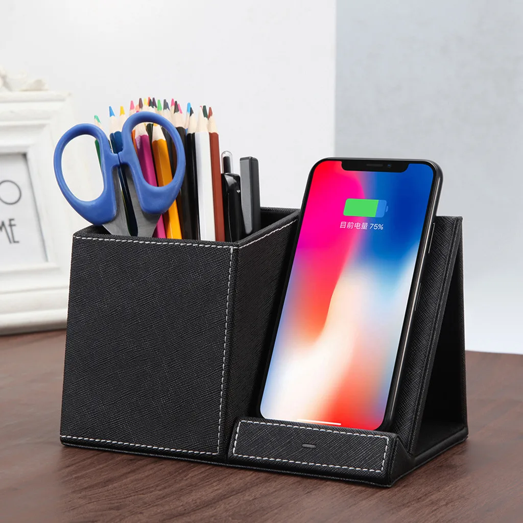 Для iPhone X/XS/XR/XS max samsung 3 в 1 ручка контейнер Qi подставка беспроводное быстрое зарядное устройство многофункциональный настольный