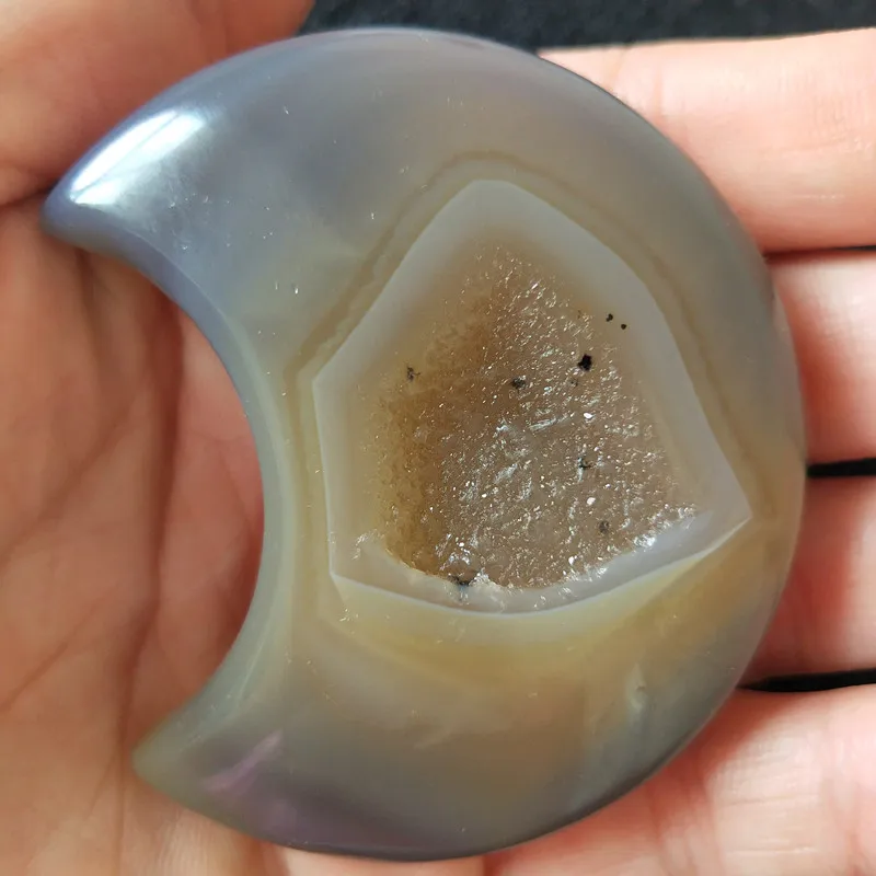 A38 Натуральные камни и кристаллы cristal Форма Луны агат Кристалл кластер домашний декор пальмовый камень очень красивый - Цвет: A38