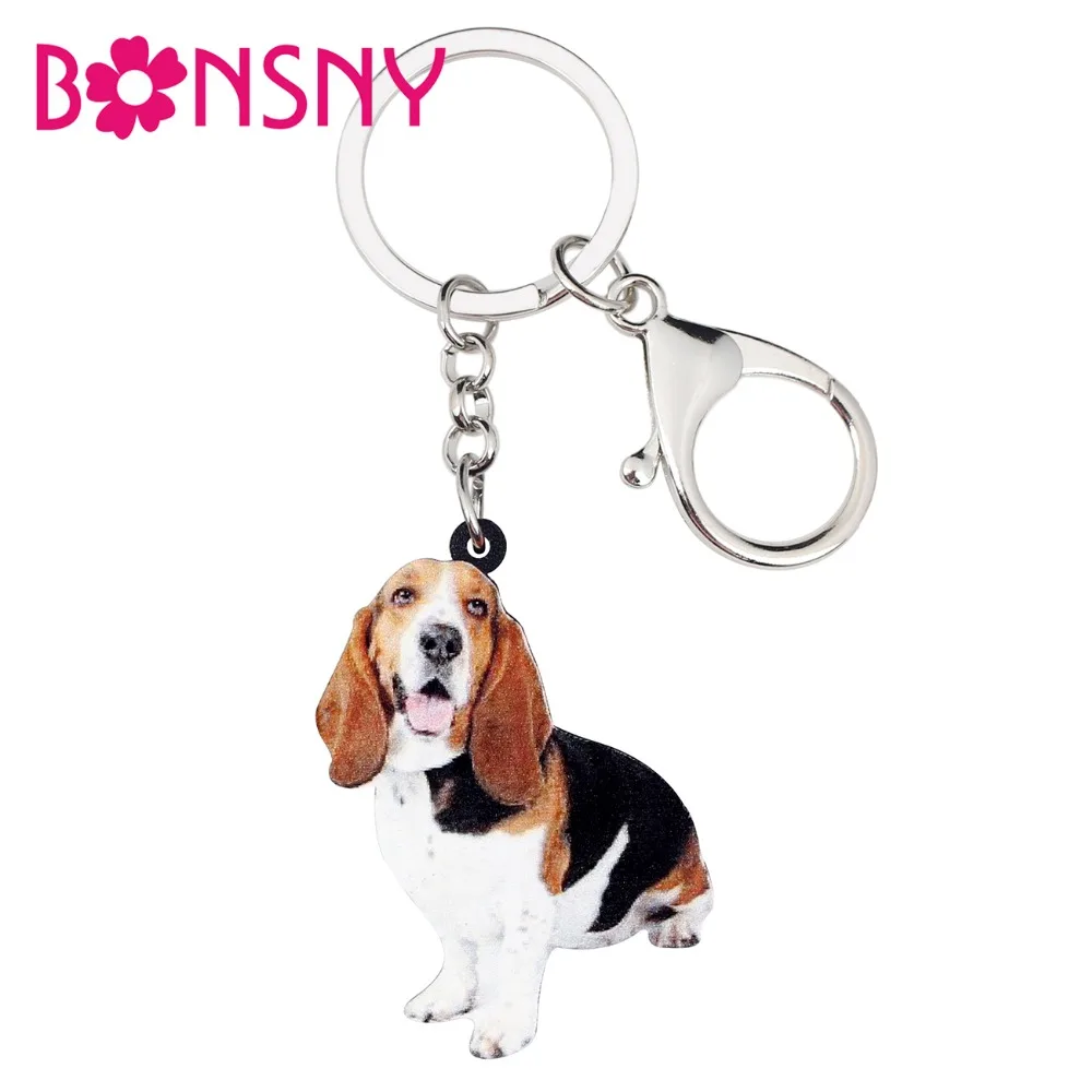 WEVENI Statement акриловый Basset гончая собака брелок для ключей кольцо животное ювелирные изделия для женщин девушка женская сумка автомобиля шармы для вечеринки подарок