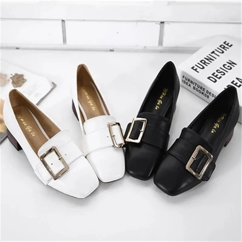 

2018 spring and autumn new square with a single thick shoes with students blessing shoes British wind shoes