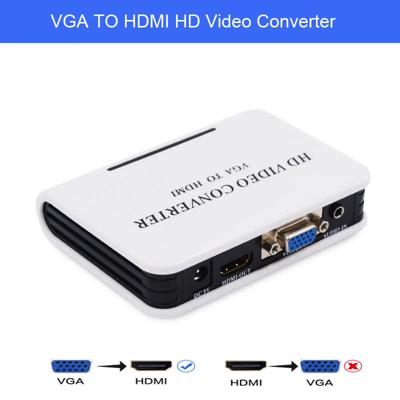 VGA в HDMI 1080 P HD HDTV видео преобразователь коробка адаптера VGA аудио в HDMI Выход для ТВ Монитор Проектор