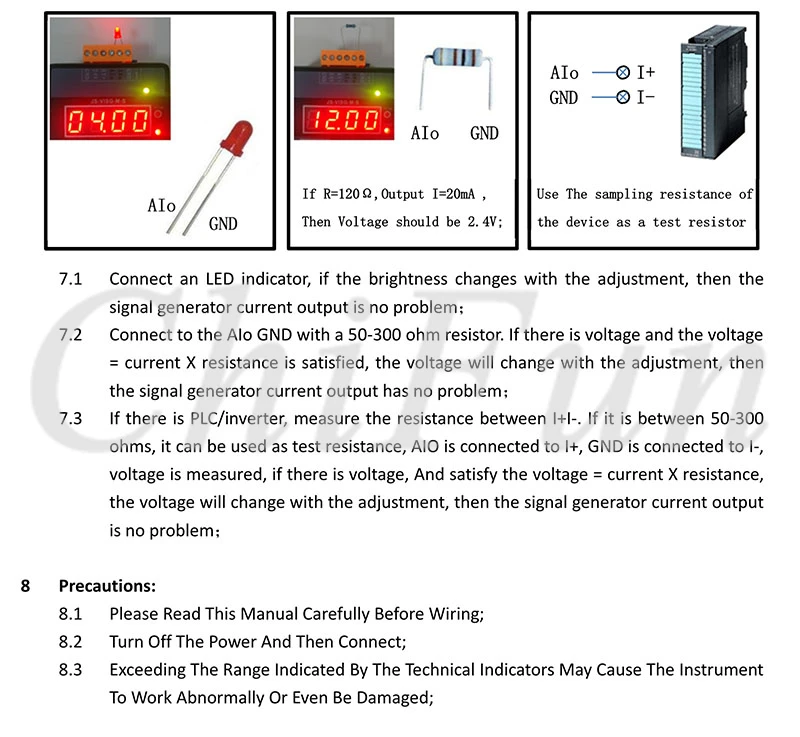 Voltage And Current Signal Generator User Manual(JS-VISG-M-S) V1_6