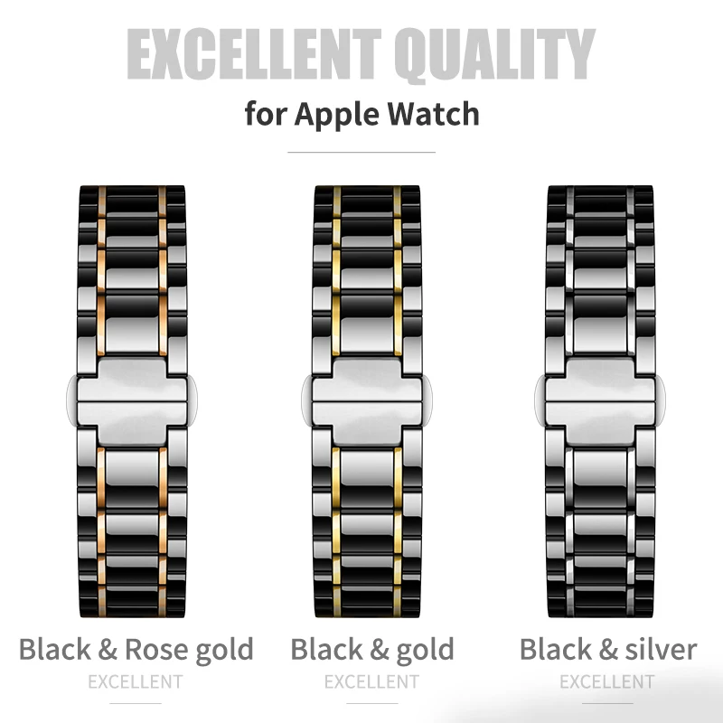 Керамический ремешок watcn для Apple Watch 4 5 44 мм 40 мм браслет для iwatch 3 2 38 мм 42 мм керамический ремешок из нержавеющей стали ремешок для часов