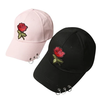 

15PCS/LOT SINGYOU Vintage Rose Flower Printted Baseball Cap Women Summer Iron Ring Dad Hat Female Hip Hop Cap