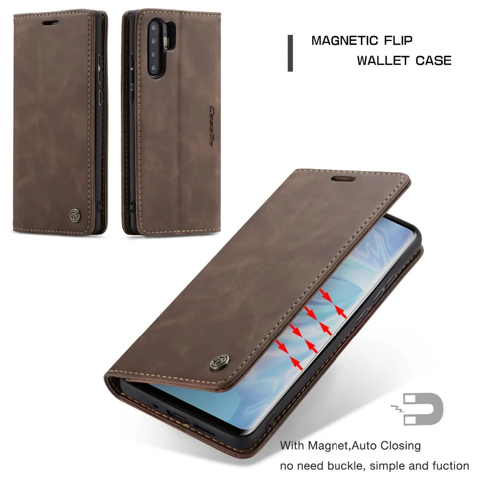 

CaseMe Magnetic Auto Flip Protective Card Solts KickStand Case For Huawei P30 Retro Leather Wallet Cover Case For Huawei P30 Pro