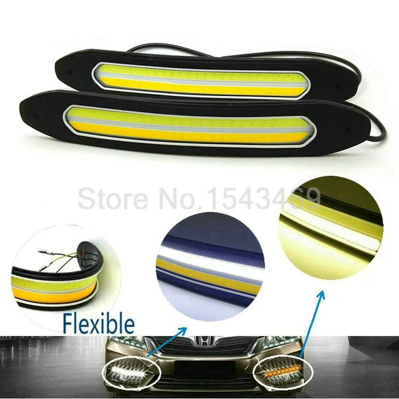 10W 100% Waterproof COB LED Daytime running lights Turning Signal DRL White/Yellow Car Head Light | Автомобили и мотоциклы