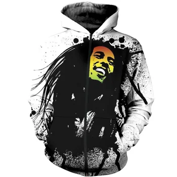 

Funny 3D Print Unisex Anime Bob Marley Reggae hip hop Sweatshirt ball homme Harajuku zipper shirt hoodies rock hoodie new E533