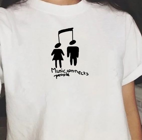

MUSIC CONNECTS PEOPLE TEE Summer New Cute Punk Shirt Tumblr Tee Shirt Fashion Ladies Short Sleeve Tops Musical Lover Gift
