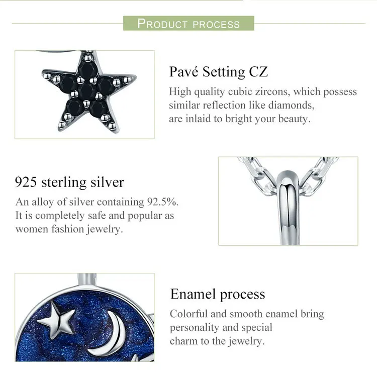 BAMOER Трендовое серебряное ожерелье с подвеской в виде звезды из настоящей 925 пробы для женщин, ювелирные изделия из стерлингового серебра SCN230