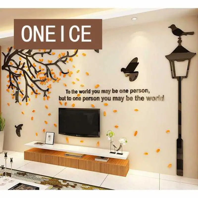 

Romantic Tree Acrylic Wall Stickers Living Room Tv 3d Stereo Sofa Background Decoration Clock