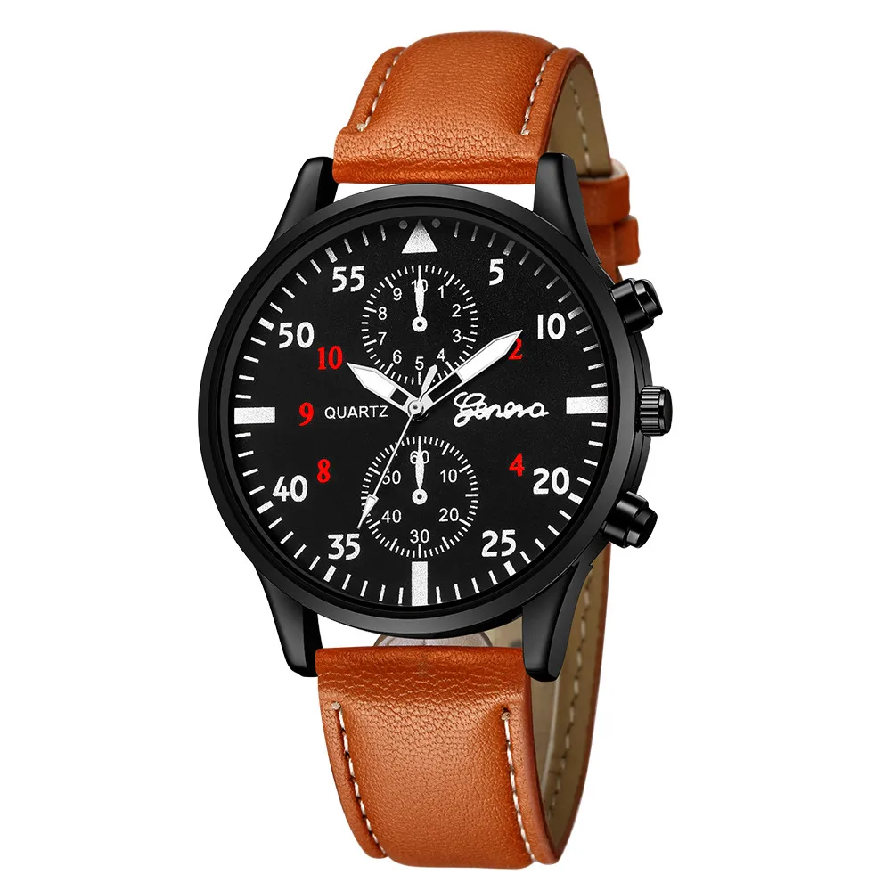 1 шт. мужские кожаные часы простые минутные ручные весы маленький циферблат из сплава секунды с Бизнес наручные часы Orologio@ 9 - Цвет: G