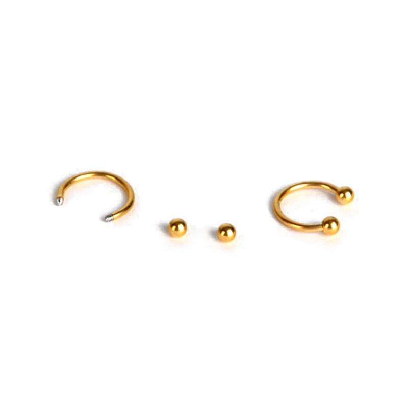 10pcs Fashion Lip Nose Hoop Balls Body Piercing Jewelry Shellhard Stainless Steel Horseshoe Bar Ear Ring Belly Button Femme