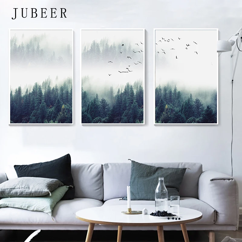 Картины в скандинавском стиле, пейзаж, лес, настенные художественные принты, настенные картины, картина для гостиной, украшение для дома, скандинавские