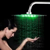 KEMAIDI Bathroom shower head Chrome Brass LED Square Rain Shower Head Top Over Shower Sprayer For 8