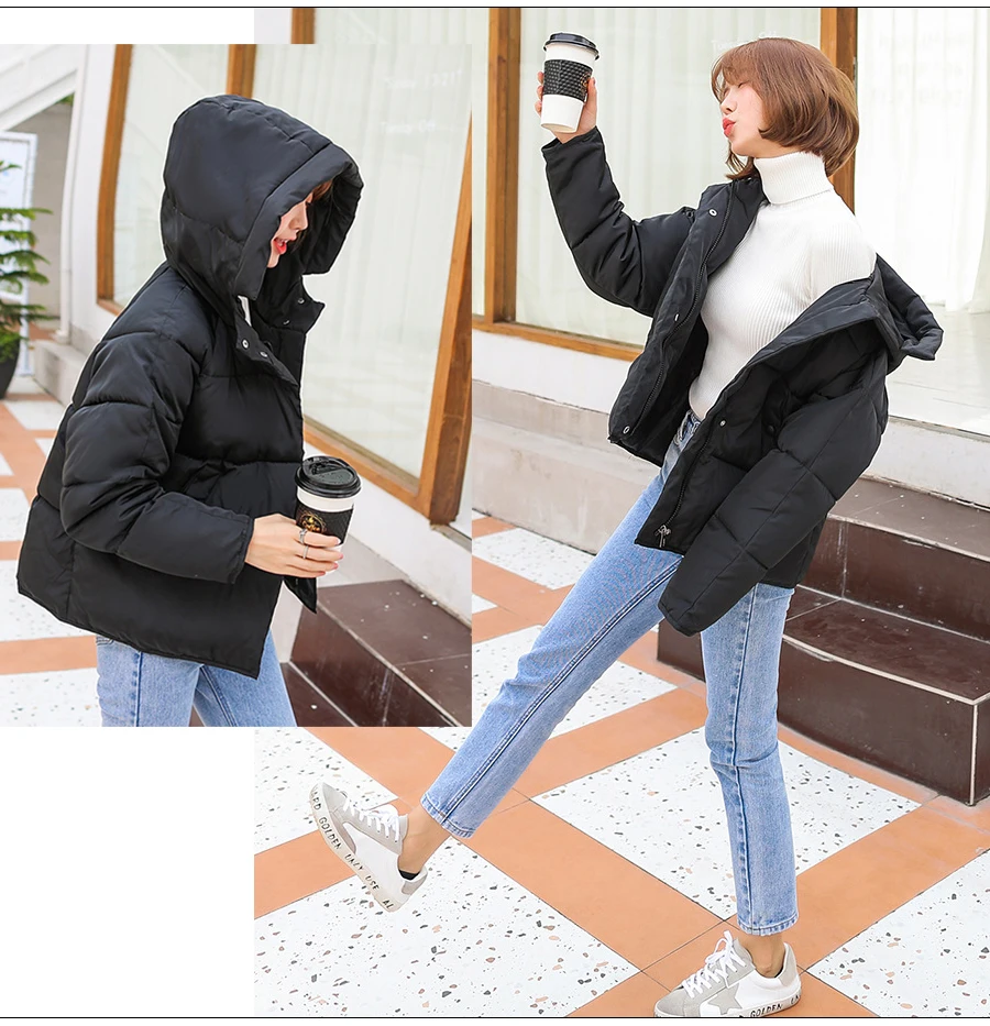 Hot Sale Winter Cotton Jacket Female Thicken Snow Lichens New Harajuku Short Sweet Down Cotton Coat Women Warm Loose Parkas