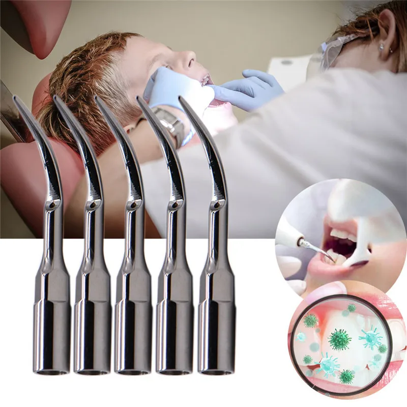 5pcs P1 P3 Dental Ultrasonic Scaler Tips Reusable Teeth Stains Remover Cleaning Tips Stainless