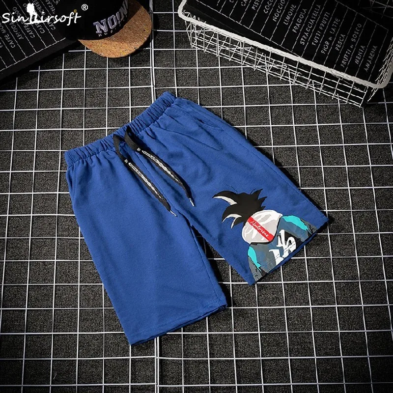 

Cotton Sport Shorts Male DragonBall Kakarotto Cartoon Pattern Printing Casual Shorts Men Drawstring Waist Summer Trousers Hot