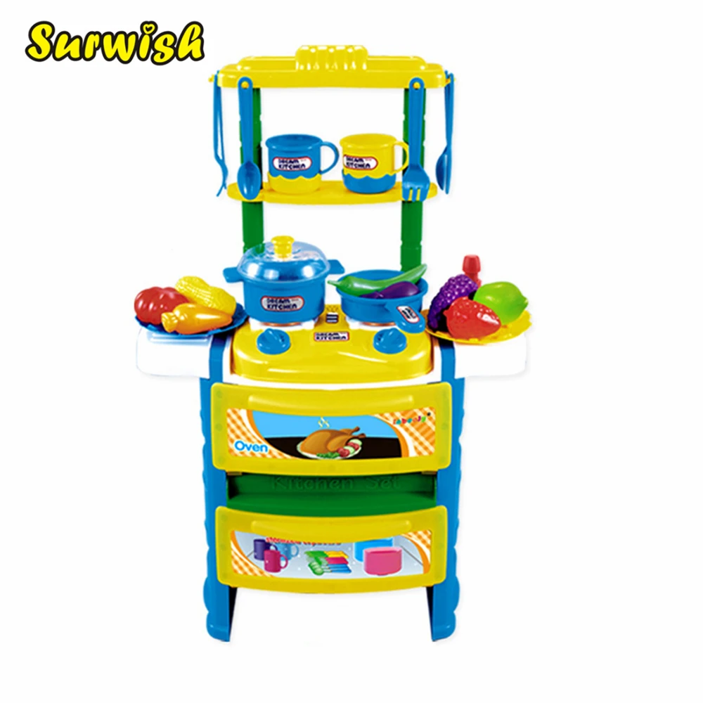 

Surwish Emulational Fruits and Vegetable Cutlery Set Children Cooking Play Kitchen Toys with Sound and Light Effect