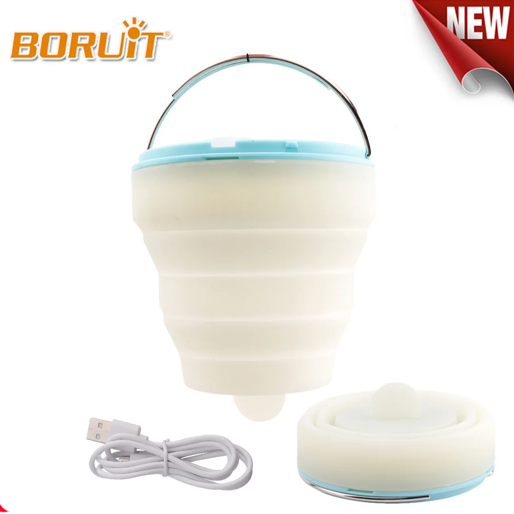 

BORUIT Retractable Silicone Camping Light LED Flashlight Outdoor Portable Lantern Mini Tent Light Emergency Lamp USB 4Mode Torch