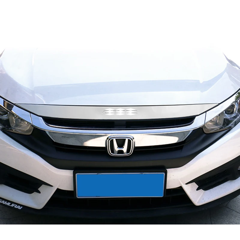 

Front Engine Hood Bonnet Grill Lip Molding Cover Trim Protector Garnish Car Styling Fit For Honda Civic 10th 2016-2019