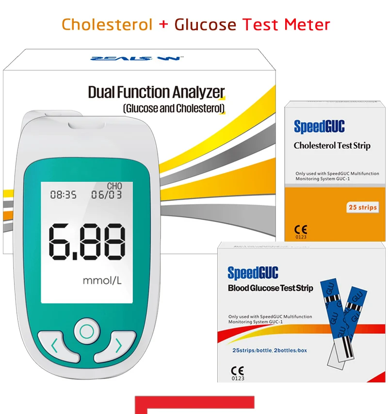 2 в 1 Многофункциональный тест на холестерин er и измеритель уровня глюкозы в крови с тестовыми полосками и ланцетами система мониторинга холестерина и диабета