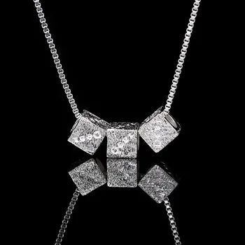 

925 Sterling Silver Fashion Square Design Necklaces Short Chain for Women Jewelry Birthday Gift 2017 New Hot Sale Wholesale