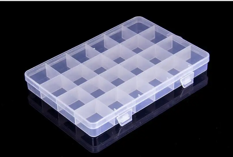 2x Clear Plastic Case Wholesale Container Nail Art Box tips Storage Compartment 