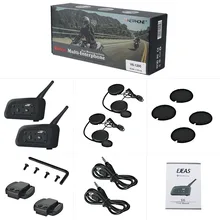 2 pcs V6 6 Pilotos Capacete Interfone 1200 m Capacete Da Motocicleta Bluetooth Headset Intercom walkie talkie BT Interfone