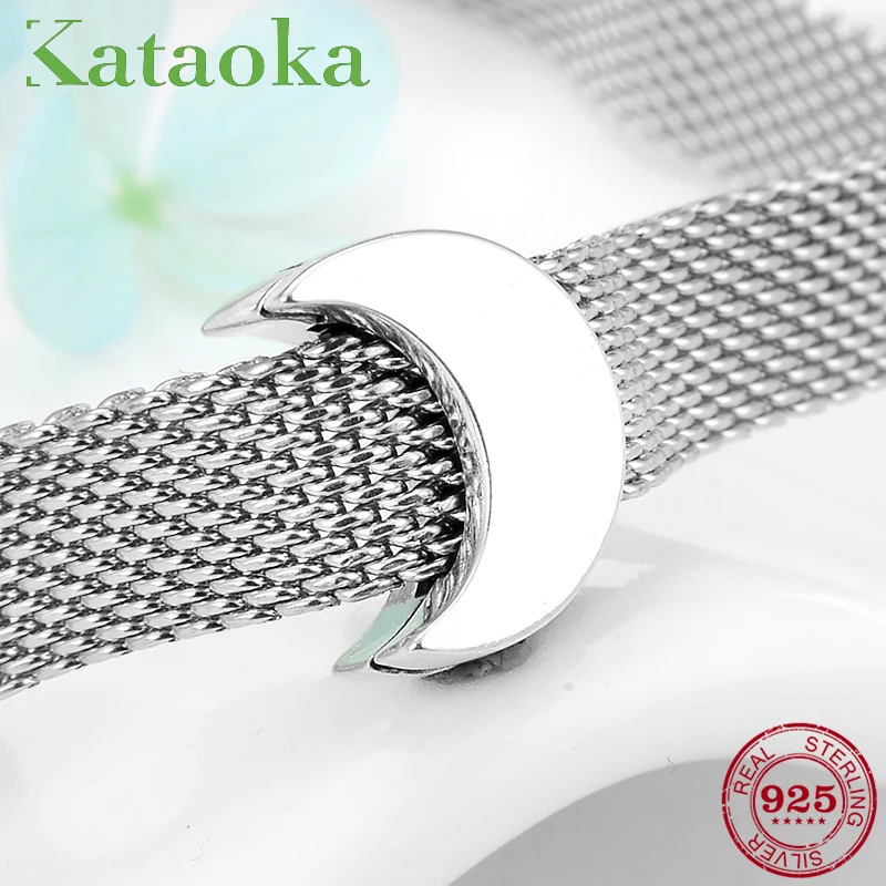 

High Quality 925 Sterling Silver Goodnight Half moon shape Clip Bead Fit Original reflection Charms Bracelet Jewelry making