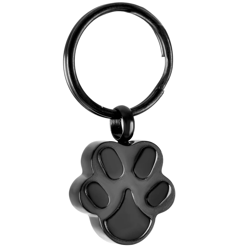 Cremation Jewelry for Ashes Black Paw Print Key Chain Memorial Ash