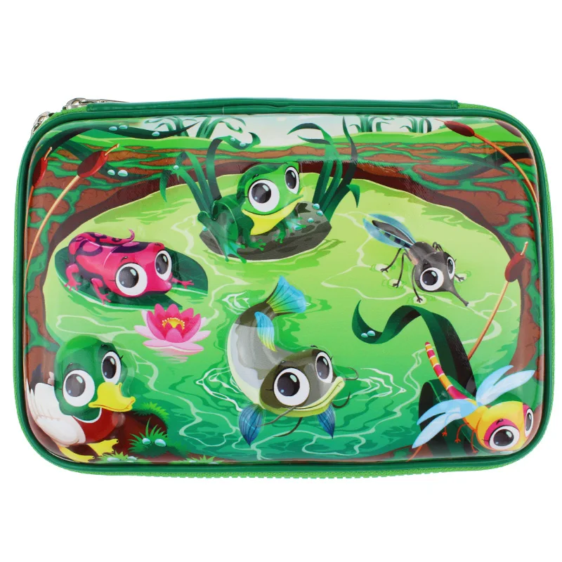 

Cartoon frog eva pen box student pencil case school supplies stationery box boys and girls big pen box  