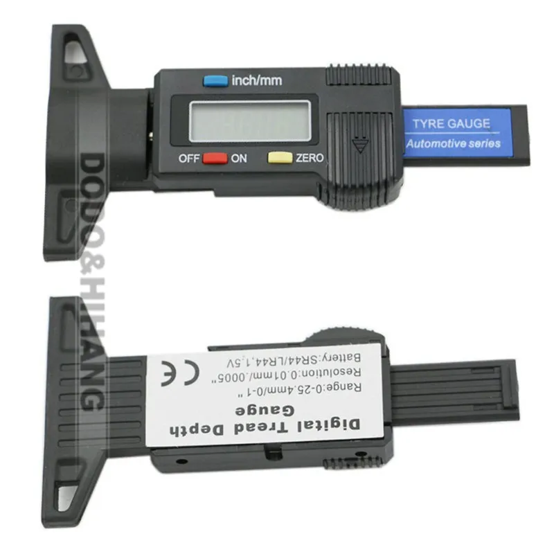 qstexpress601 New Car Tyre Digital Tread Brake Pad Shoe Gauge Depth Tester Guage Black Free Shipping