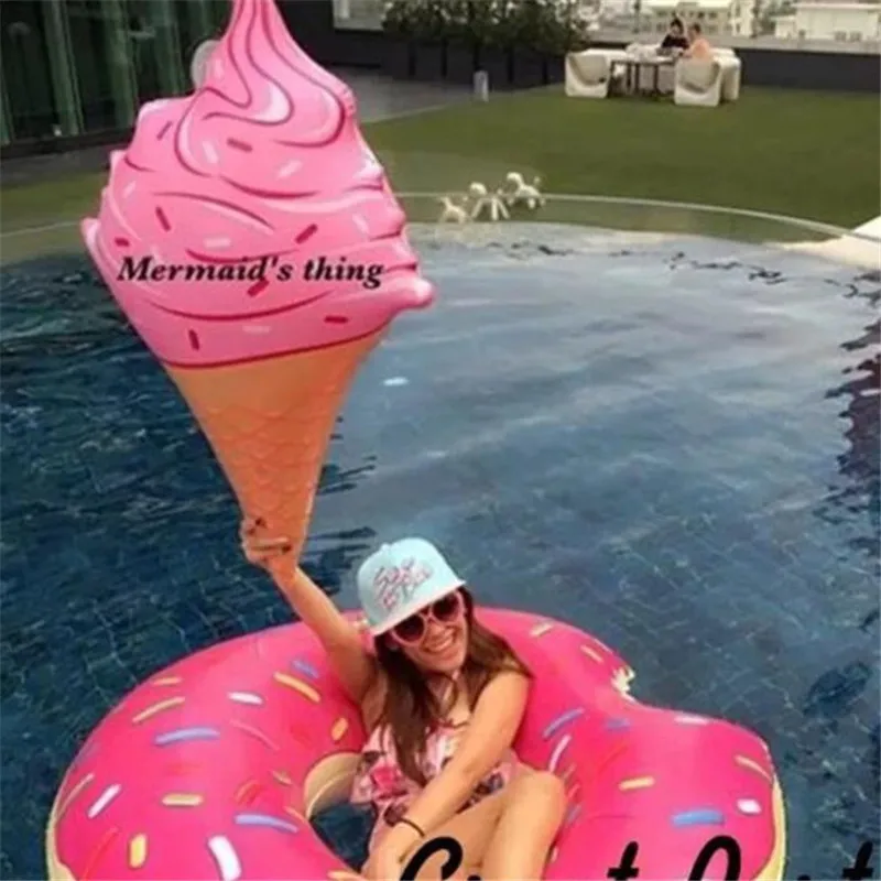 

90cm Ice cream Summer Inflatable Swimming Pool Raft Float Pool Chair Mattress Swimming Rafts Holiday Party Water Fun Toy 2019