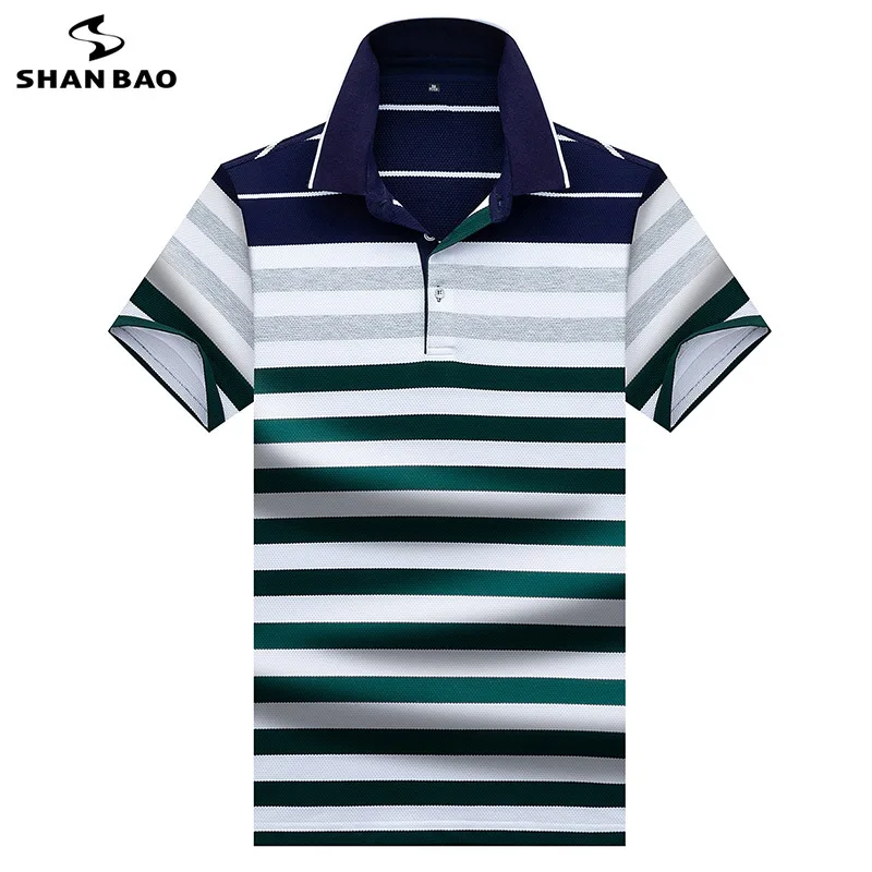 

2019 summer new comfortable high-grade cotton business casual men's striped lapel short-sleeved Polo shirt fashion Polo shirt