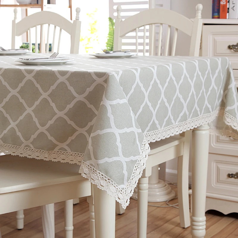  Christmas Tablecloth Comfortable Linen Simple Pattern Washable Lace Table Cloth for Coffee Dinner W