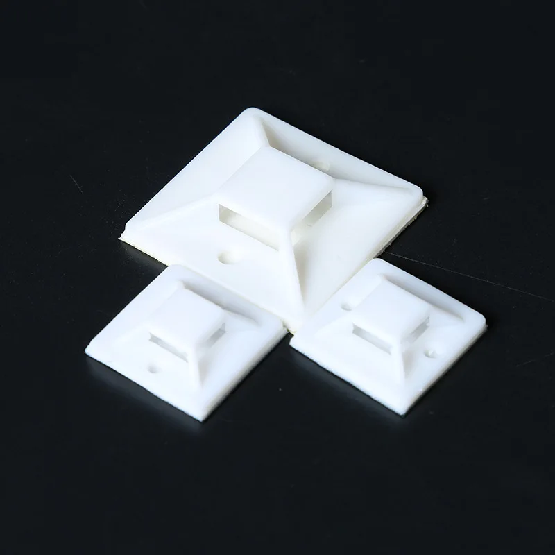 50Pcs White Self Adhesive 30mmX30mm Wiring Accessories Tie Mounts Tie Clips Flat Holder Fixer Organizer Drop Adhesive Tie Mount