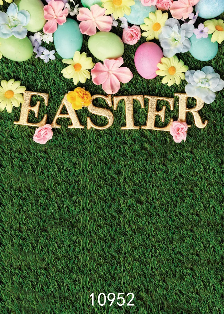 10X20FT-Children Photography Backdrops Easter Colorful Eggs Grass Wood Pattern Photo Studio Background