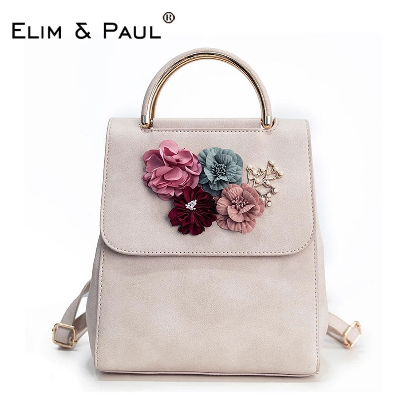

New Fashion Korean Backpack Women PU leather Backpacks Student Bookbags Purses Backpack Back Pack Floral Vintage mochila mujer