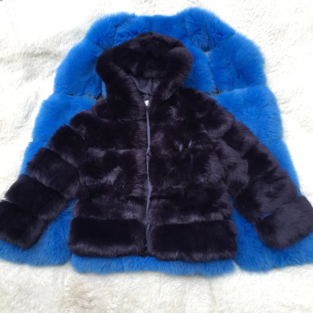 Шуба из искусственного лисьего меха, женская зимняя мода, длинный рукав, искусственный мех, пальто для женщин, толстое теплое пальто с капюшоном, Женская куртка из искусственного меха