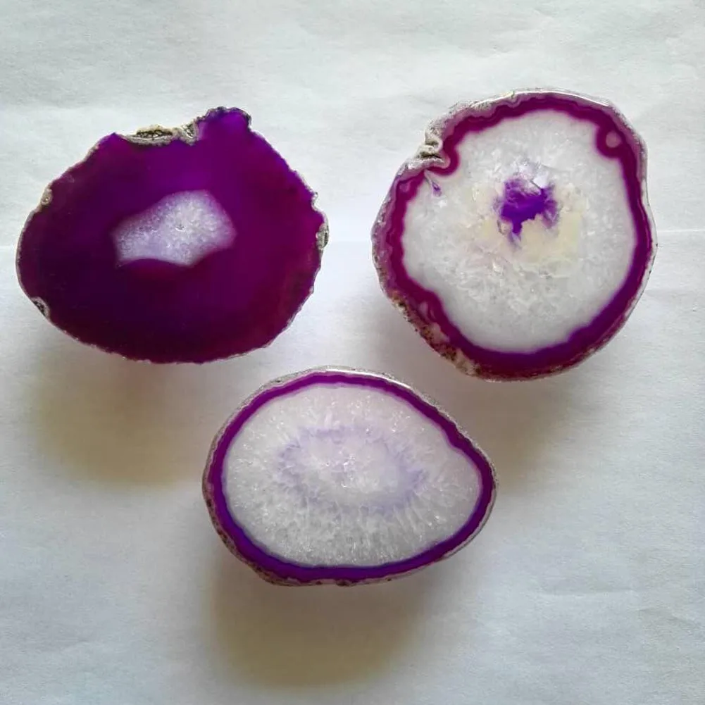1 шт. Природный Агат колокольчики подставки фиолетовый кварц камень Нерегулярные Кулон большой аметист камень чашки мат