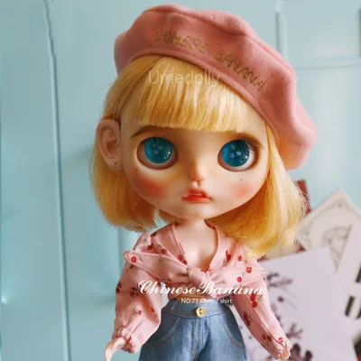 1 шт. карамельный цвет береты для Blyth кукла шляпа аксессуары - Цвет: pink hat