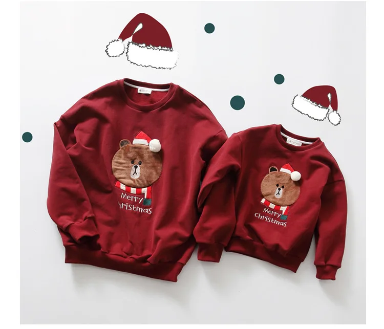 Рождественские одинаковые свитера для всей семьи толстовки для девочек Одежда для мамы и дочки, пальто верхняя одежда, винтажное ожерелье и одежда для дочки МАМА МЕДВЕДЬ