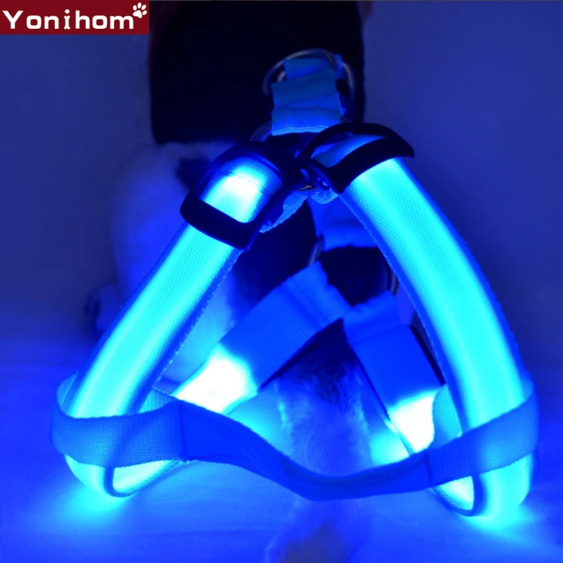 

Dog Harness LED Flashing Collar Light Pet Dog Collar Luminous Leash for Dogs Rope Belt Dog Harness Vest Puppies Harness no Pull
