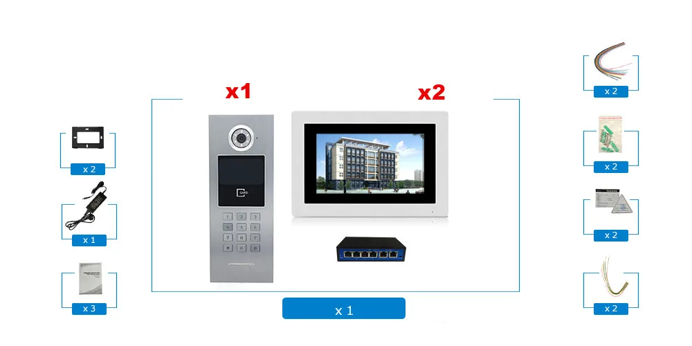 7 ''wifi IP видеодомофон домофон дверной звонок Система контроля доступа с сенсорным экраном Пароль/для 2 домашних держателей