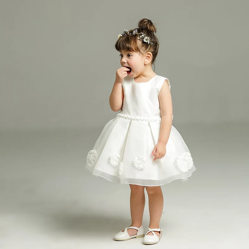 Vestido blanco de encaje para bautizo, sin mangas, para bebé de 8 años, para  primer cumpleaños - AliExpress Madre y niños