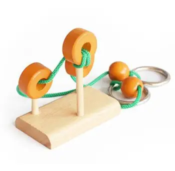 

Small Size IQ Wooden Brain Teaser Rope Puzzle Game