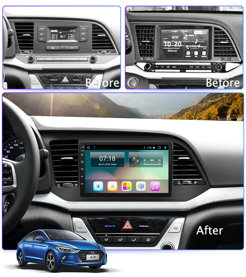 Top 9" 2.5D Android 8.1 Car DVD GPS Player For Hyundai Elantra 2016 2017 Car Radio Stereo Head Unit with Navigation 4