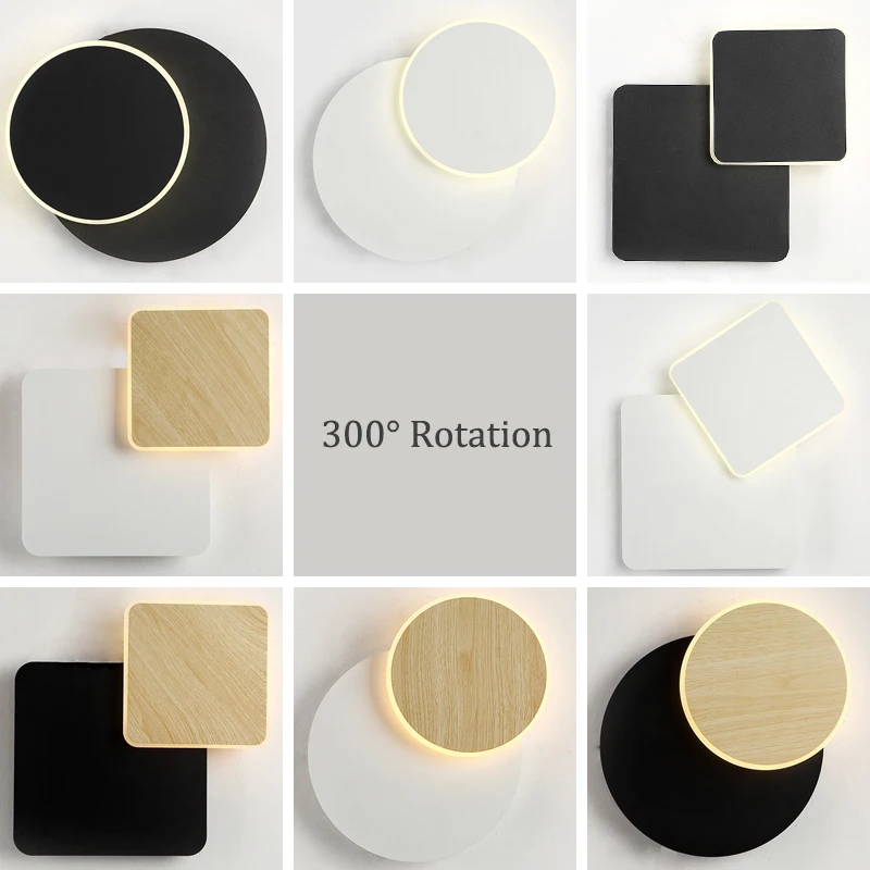 

Modern Creativity LED Wall Lamp 300 Degree Rotation Round/Square LED Wall Lights For Living room Bedroom Aisle Bedside AC85-265V